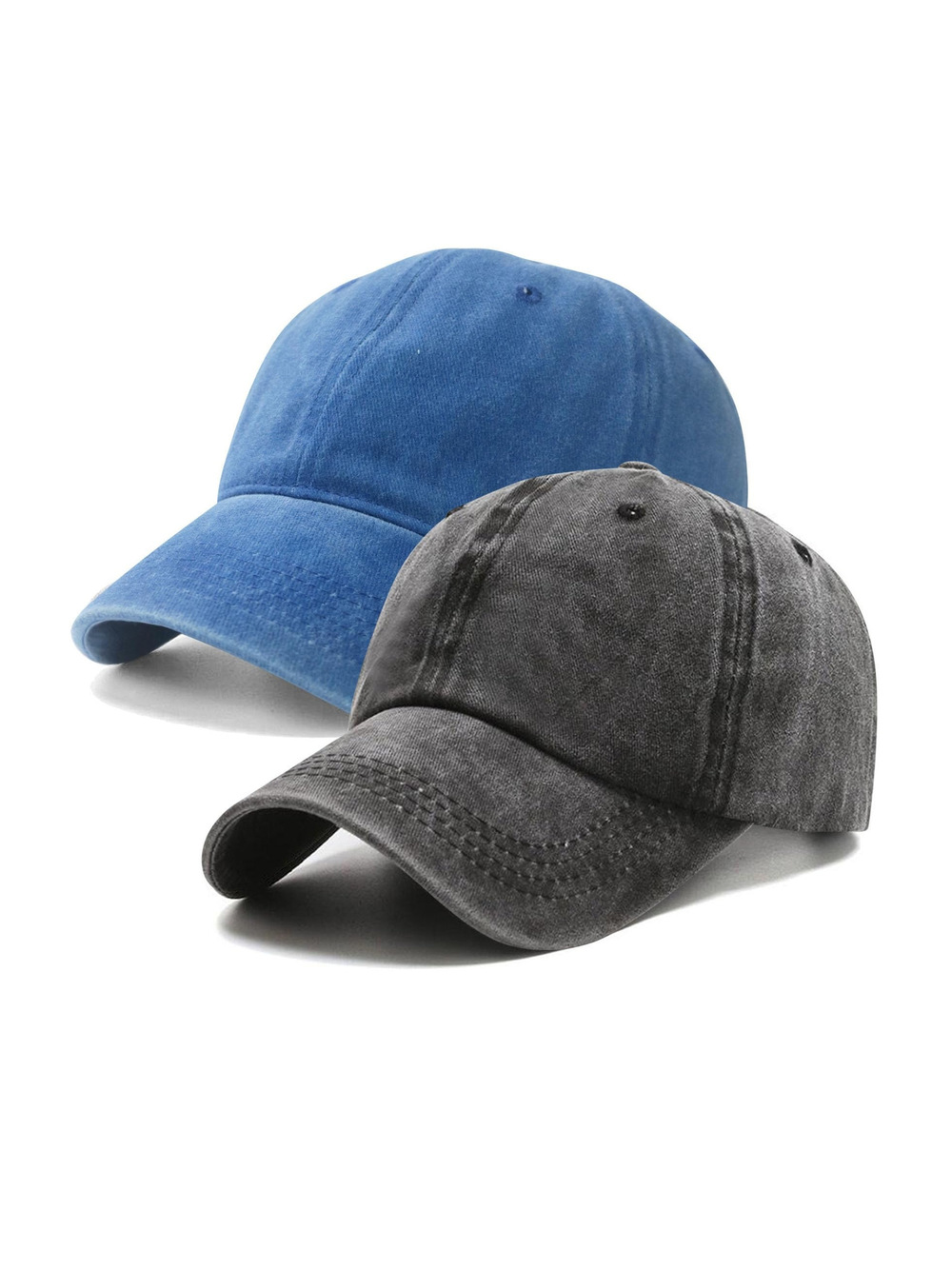 2 Packs Vintage Washed Distressed Baseball | Royalblue, Black(Washed) | Size OS